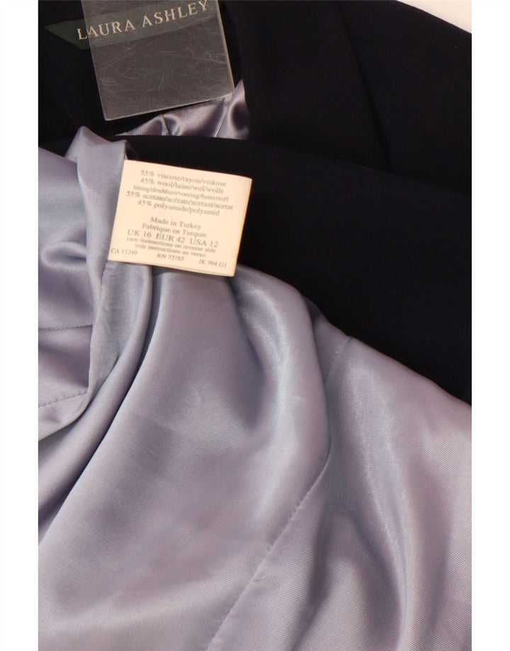 LAURA ASHLEY Chaqueta tipo blazer de 4 botones para mujer UK 46 Grande Viscosa azul marino
