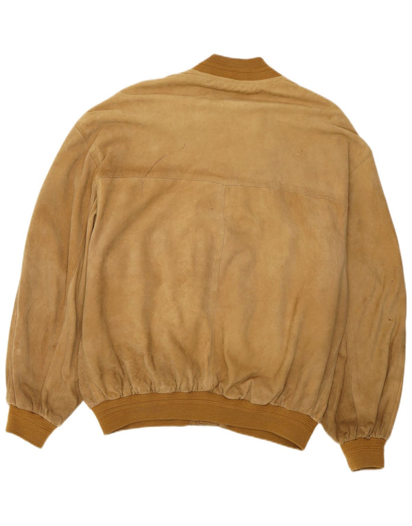 VINTAGE Chaqueta bomber de ante para hombre IT 52 XL Cuero beige