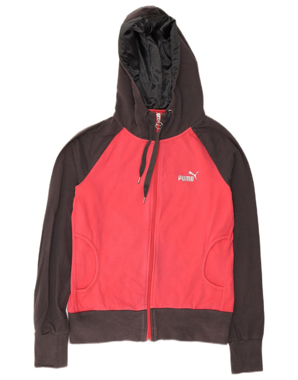 Puma Sudadera con capucha y cremallera para mujer UK 12 Algodón color block rosa mediano