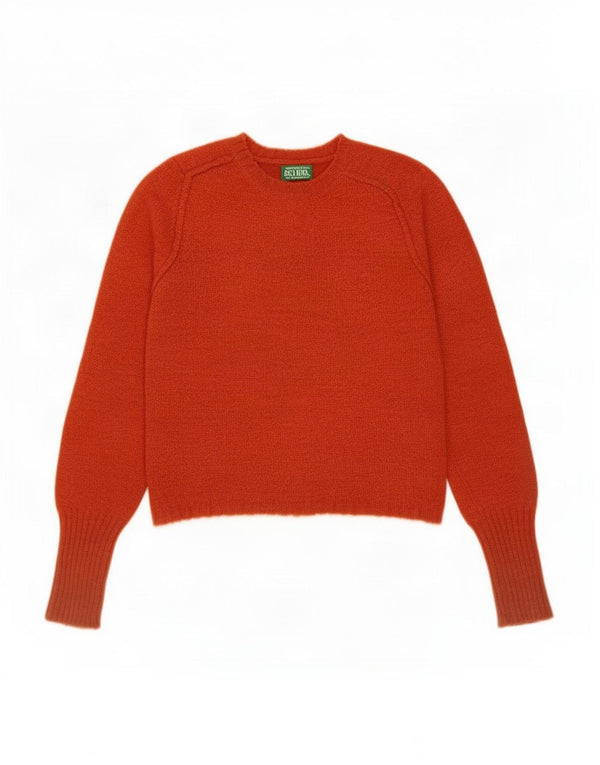 Benetton Jersey Corto Con Cuello Redondo Para Mujer ES 40 Pequeño Acrílico Naranja