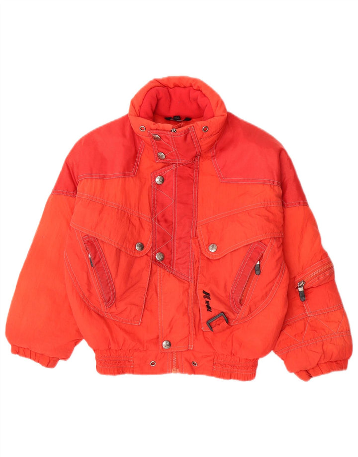 K-Way Chaqueta de esquí con capucha para niños 7-8 años Rojo Colorblock Poliamida