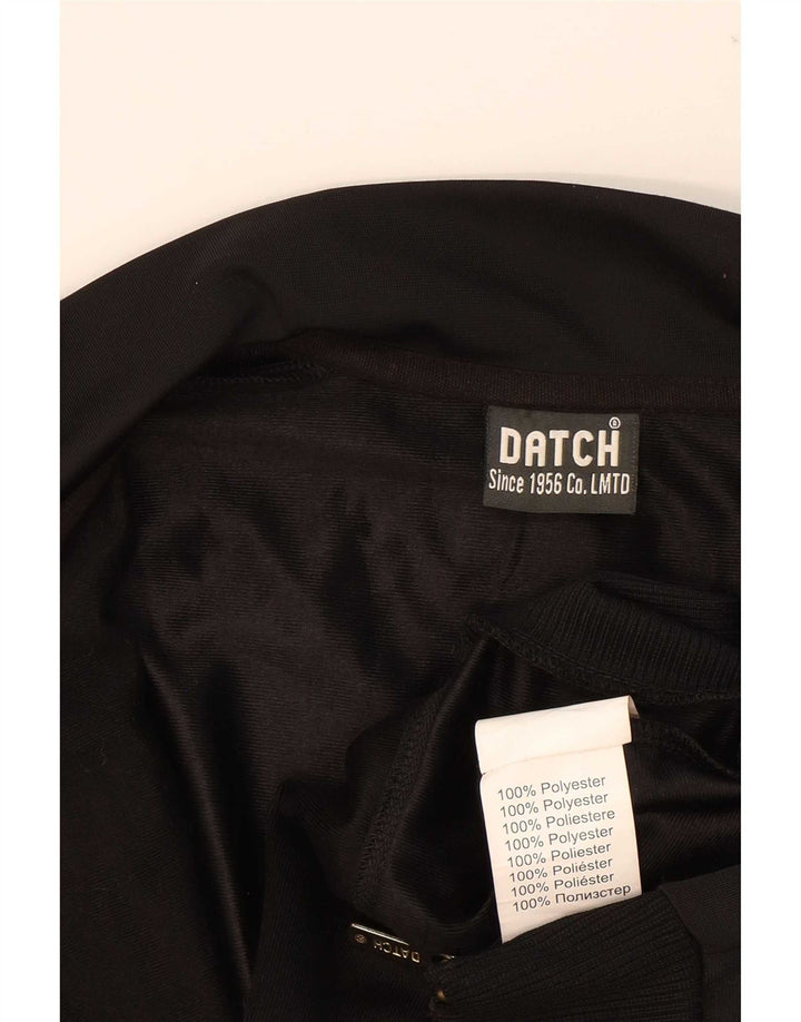 Datch Mens Graphic Chándal Top Chaqueta Grande Poliéster Negro