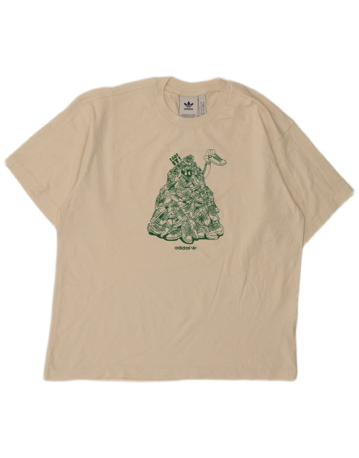 Adidas Hombre Camiseta Gráfica Top Mediano Blanco