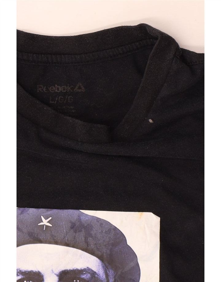 Reebok Camiseta gráfica para hombre Top grande de algodón negro