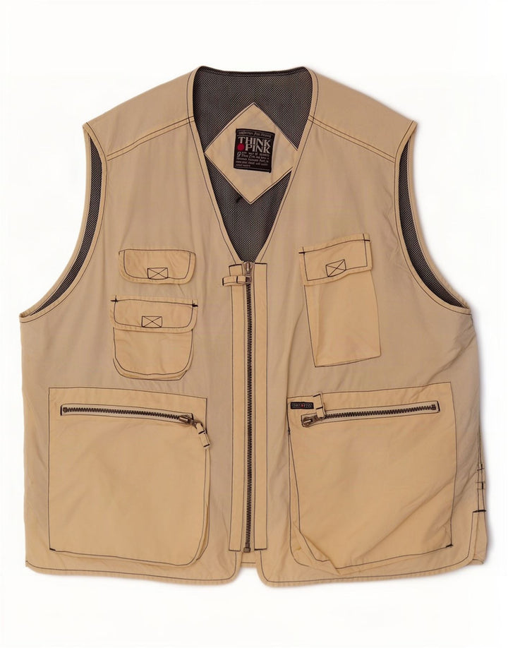 Think Pink Chaleco utilitario para hombre UK 42 XL Beige