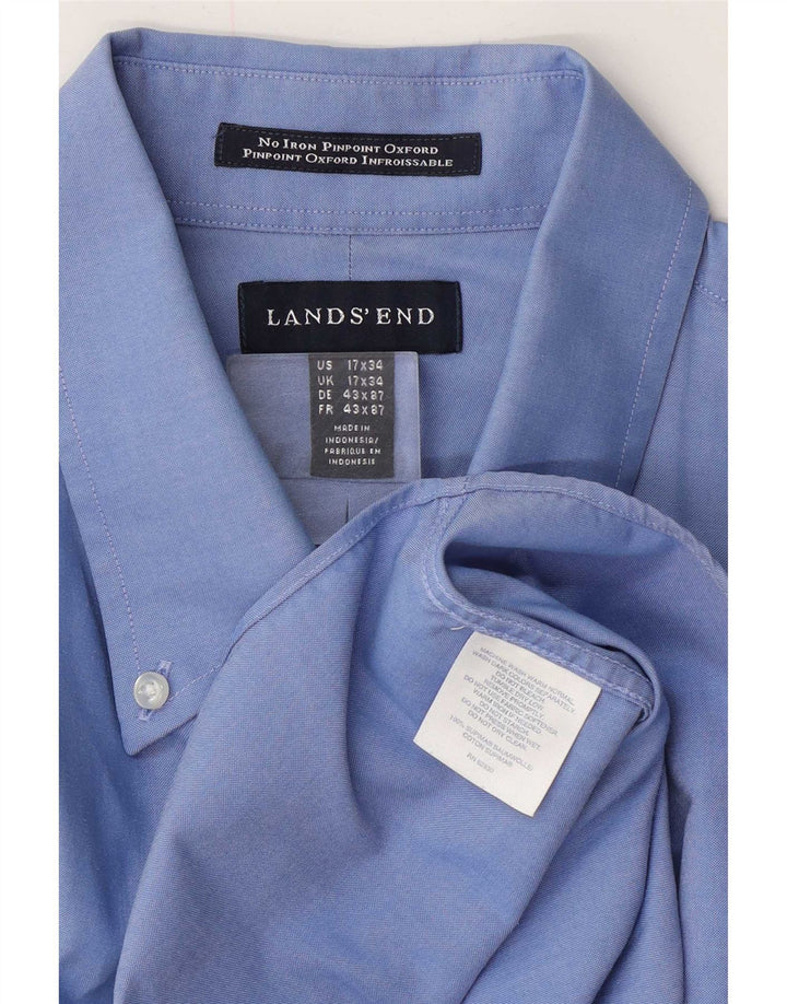 Camisa Lands End Hombre Talla 17 43 XL Algodón Azul