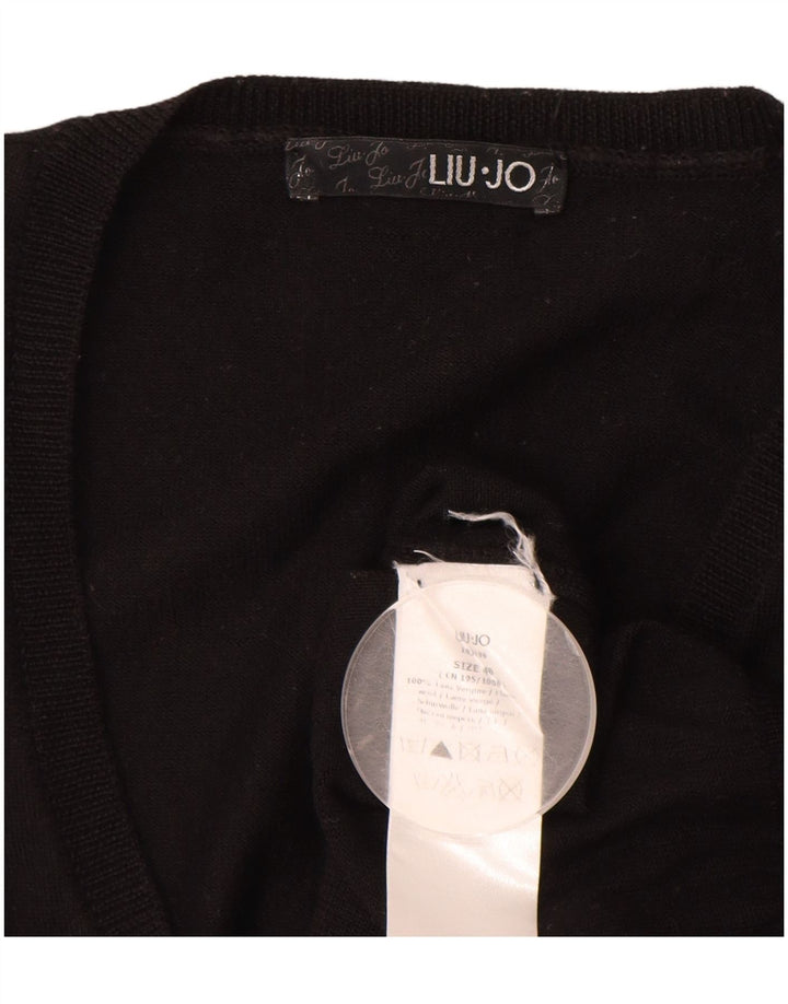 LIU JO Suéter extragrande con cuello en V para mujer IT 40 Small Black