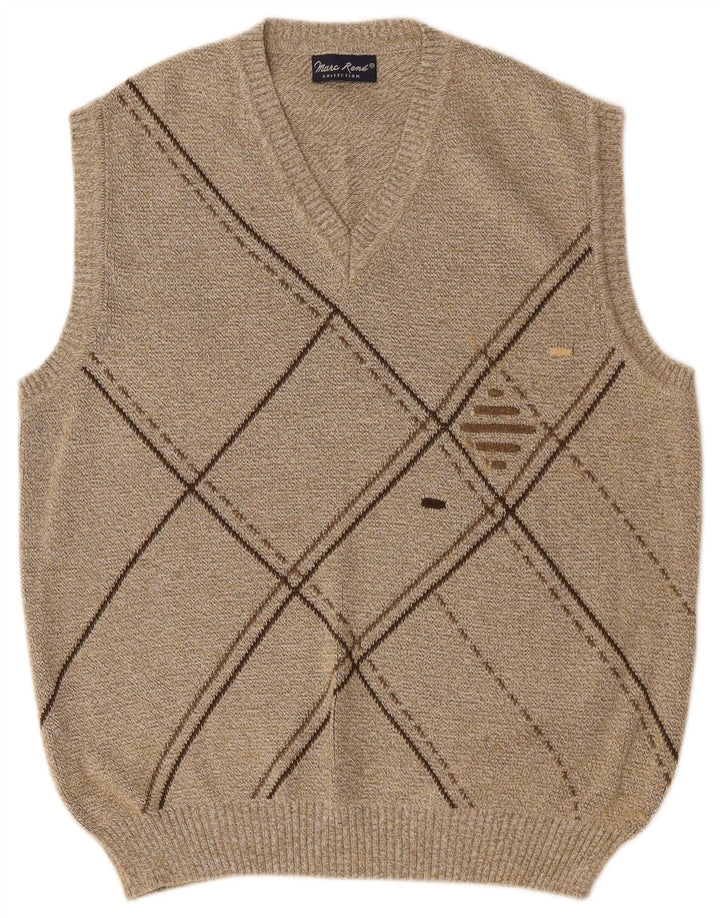 MARC RENE Camiseta sin mangas para hombre IT 48 Algodón Argyle/Diamante Beige Medio