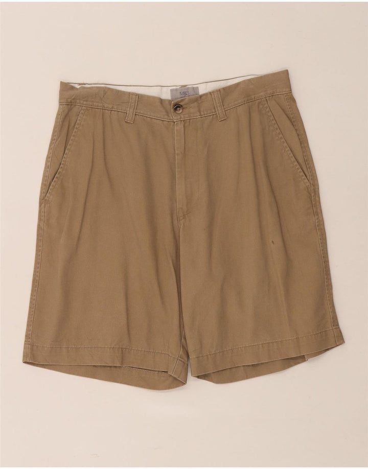 MARKS & SPENCER Pantalones Cortos Chino para Hombre W32 Marrón Medio Algodón