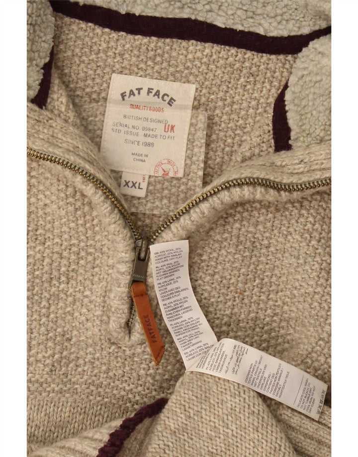 Jersey tipo jersey con cuello y cremallera para hombre de Fat Face 2XL Lana beige