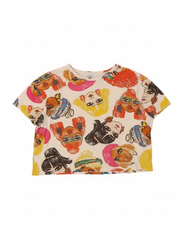Zara Mujer Crop Graphic Camiseta Top UK 44 Mediano Multicolor