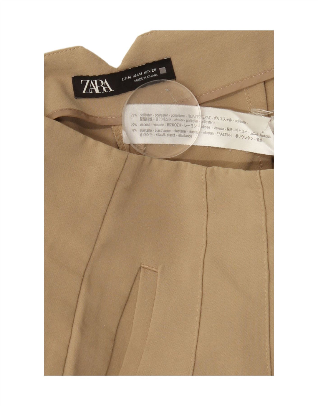 ZARA Womens High Waist Chino Trousers Medium W28 L27 Beige Polyester