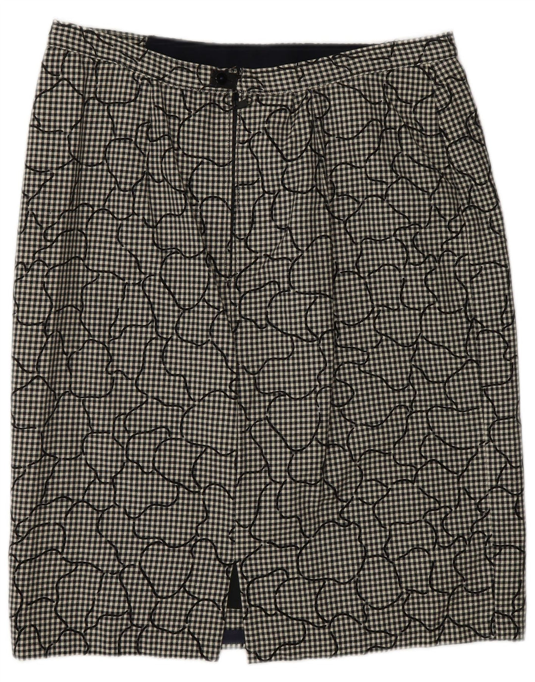 VINTAGE Womens 2 Piece Skirt Set UK 14 Medium W31   Black Houndstooth Vintage Vintage and Second-Hand Vintage from Messina Hembry 