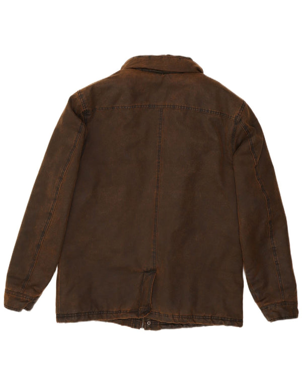 Weird Fish Chaqueta holgada de algodón encerado para hombre UK 36 Small Brown Cotton