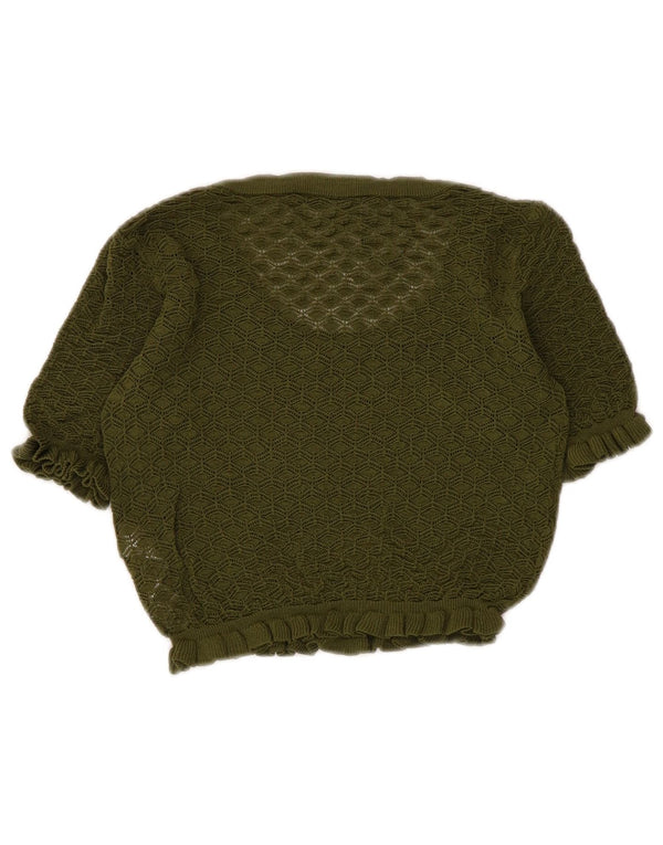 Zara Mujer Crop Blusa Top UK 8 Small Caqui Viscosa