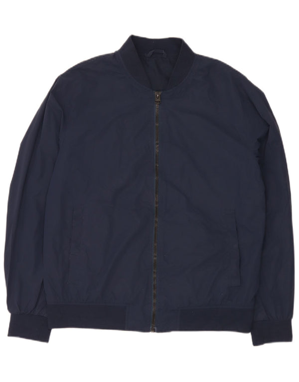 Zara Chaqueta Bomber para Hombre UK 40 Grande Poliéster Azul Marino