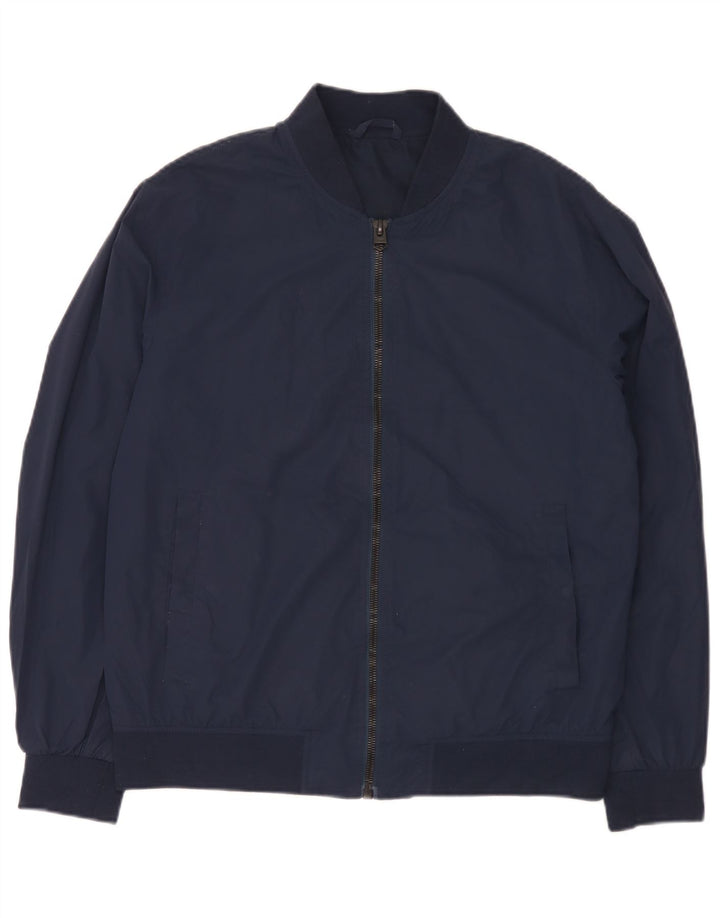 Zara Chaqueta Bomber para Hombre UK 40 Grande Poliéster Azul Marino
