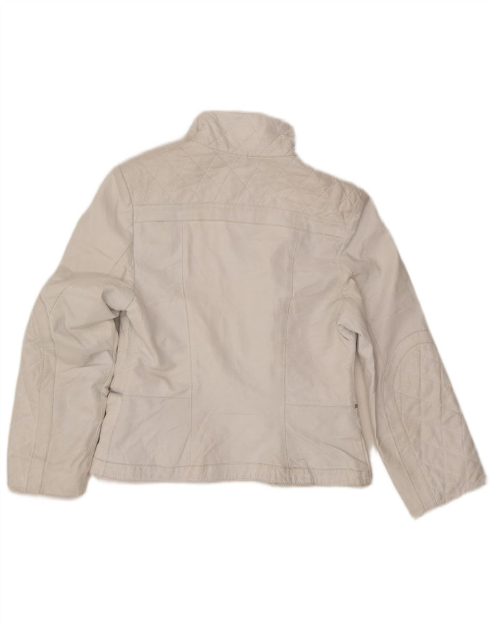 Mitici Anni Chaqueta motera de cuero para mujer UK 18 XL Blanco