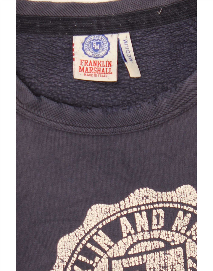 Franklin Marshall Mens Graphic Sudadera Jumper Medium Azul Marino