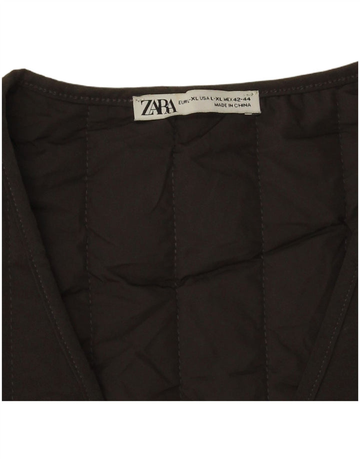 Zara Hombre Chaleco Acolchado UK 40 Grande Poliéster Gris