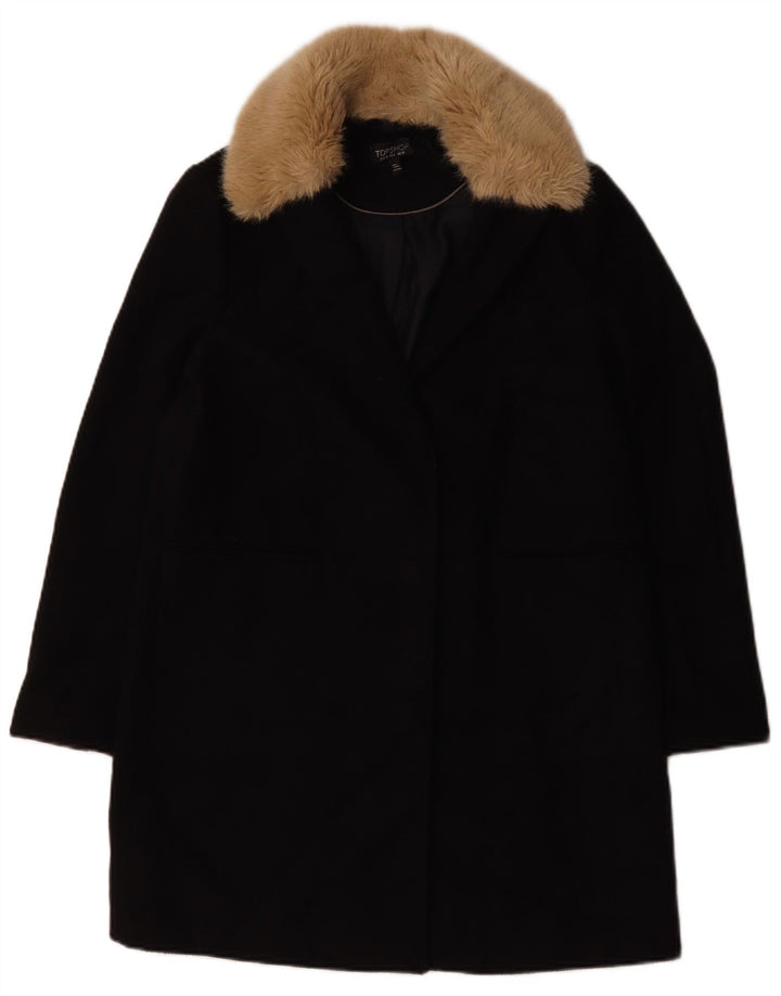 Topshop Abrigo extragrande para mujer UK 10 Small Poliéster negro