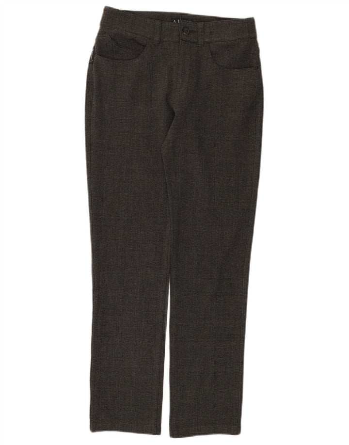 Armani Mujer Pantalones Casuales Slim W26 L28 Poliéster A Cuadros Gris