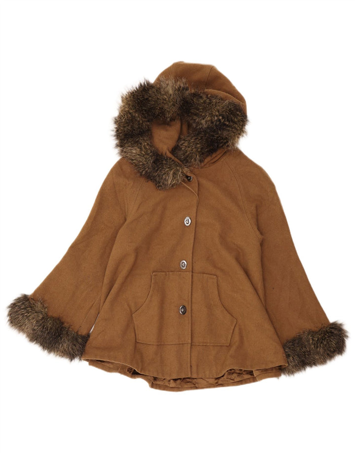 Guess Abrigo Corto Con Capucha Para Mujer UK 42 Lana Beige Mediana