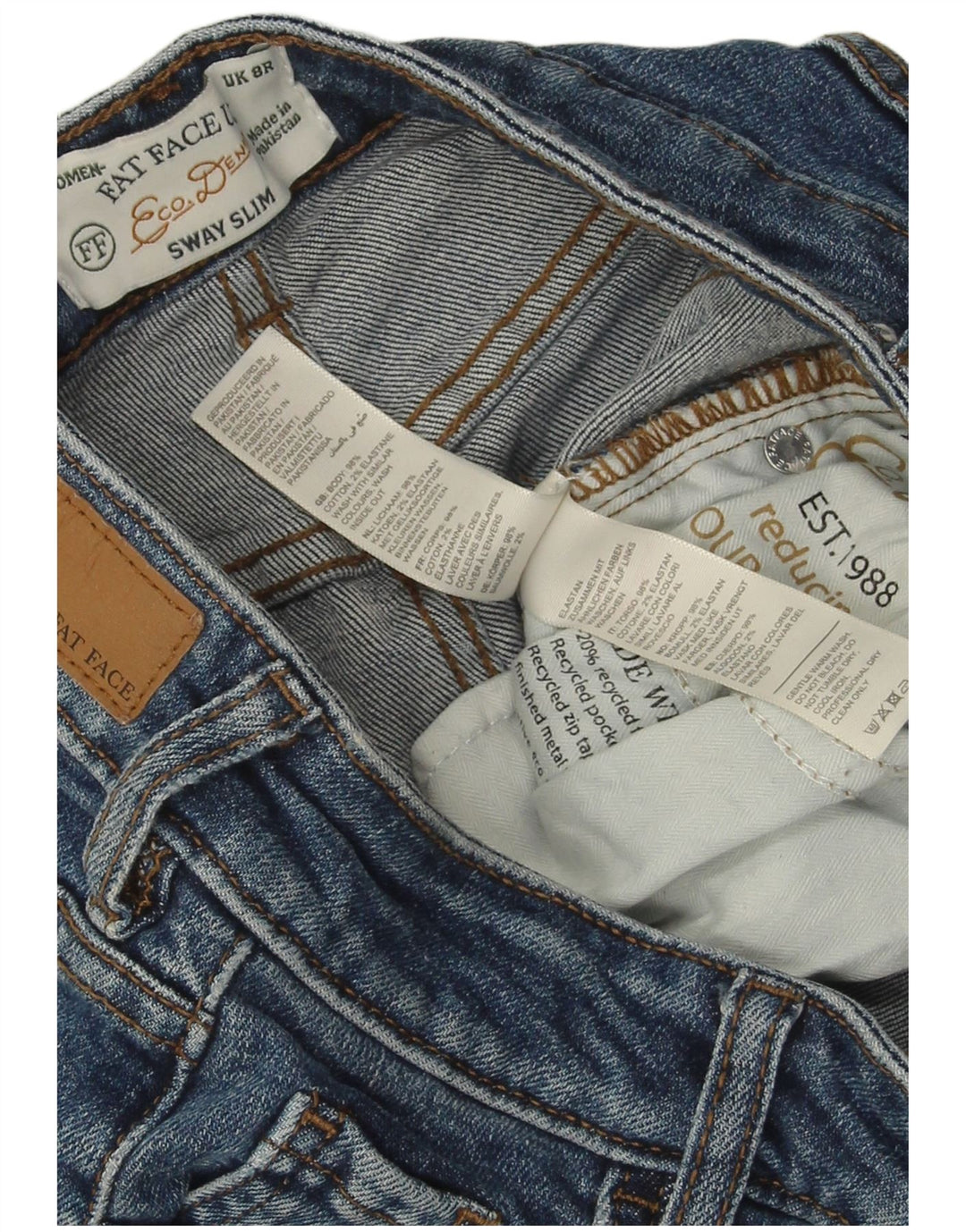 Vaqueros ajustados Sway para mujer de Fat Face UK 8 Small W26 L27 Algodón azul