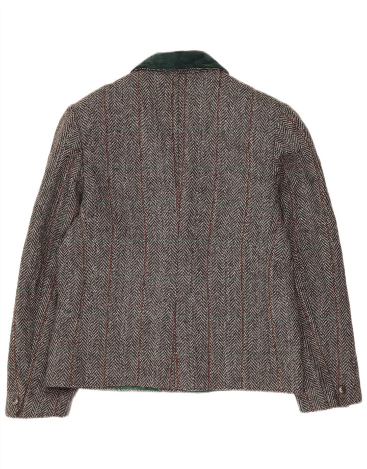 Vintage mujer chaqueta blazer de doble pecho Reino Unido 14 espiga gris medio