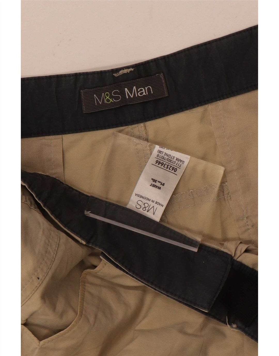Marks & Spencer Pantalones cortos tipo cargo para hombre W36 Algodón beige grande