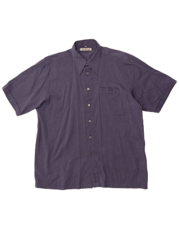 BEN SHERMAN Camisa de manga corta para hombre XL Azul Raya diplomática