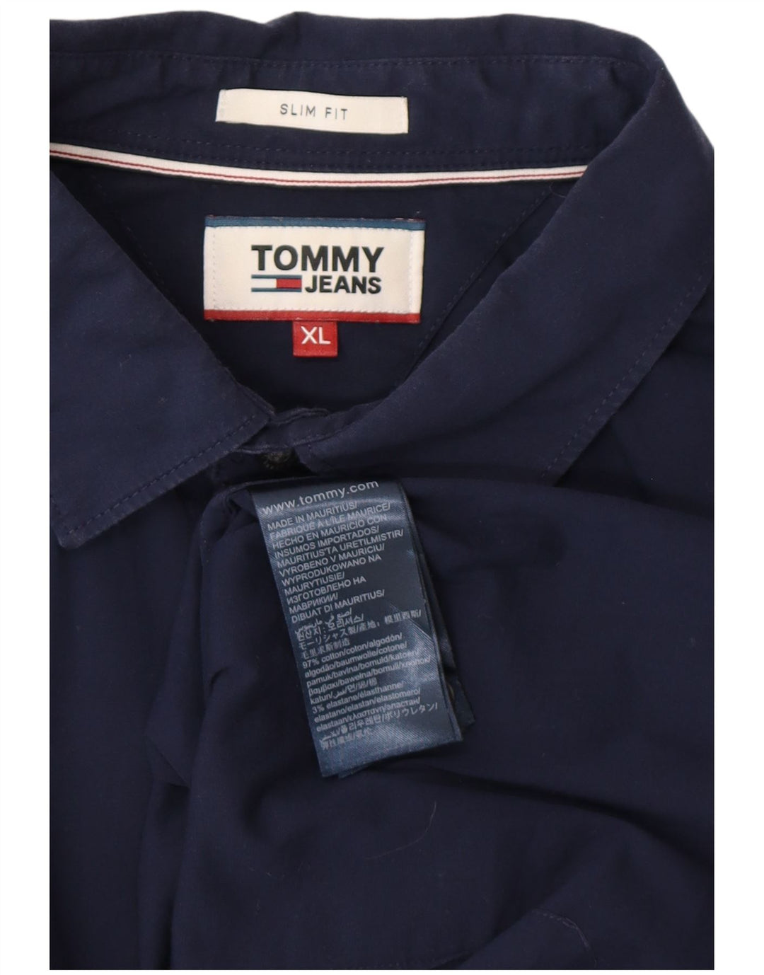 TOMMY HILFIGER Camisa Slim Fit Hombre XL Azul Marino Algodón