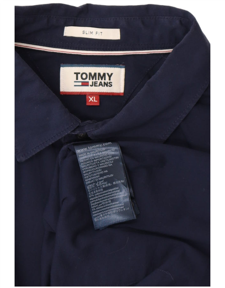 TOMMY HILFIGER Camisa Slim Fit Hombre XL Azul Marino Algodón