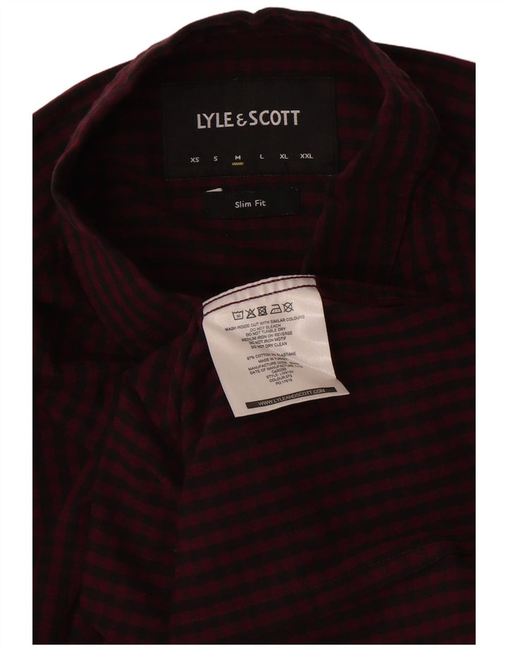 Lyle & Scott Camisa ajustada de algodón a cuadros en color burdeos medio para hombre