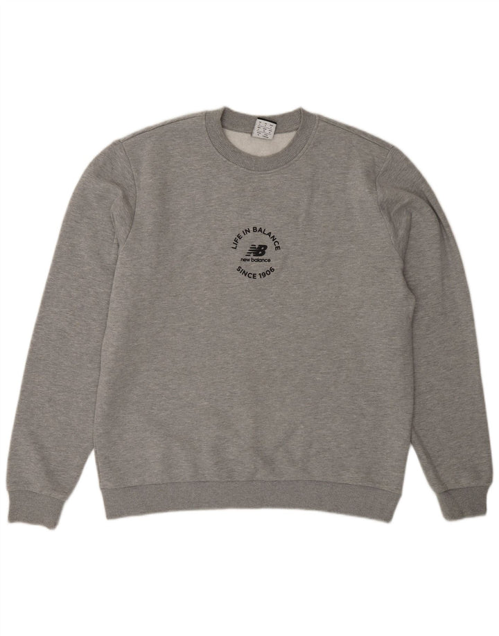 New Balance Hombre Sudadera Gráfica Jumper Small Gris Algodón