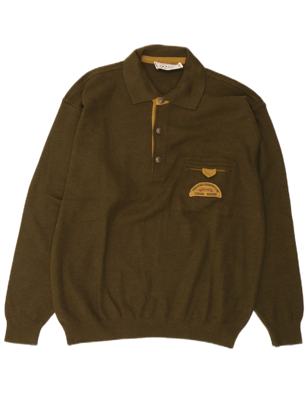 Donny & Max Jersey tipo polo con cuello tipo polo para hombre, talla grande, de lana verde