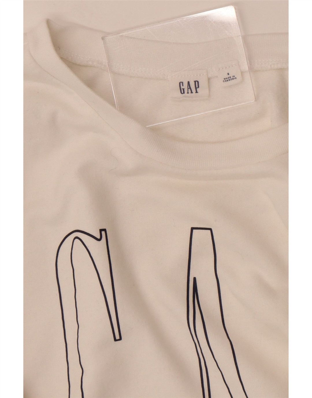 Gap Mujer Gráfico Sudadera De Gran Tamaño Jersey UK 10 Small Blanco
