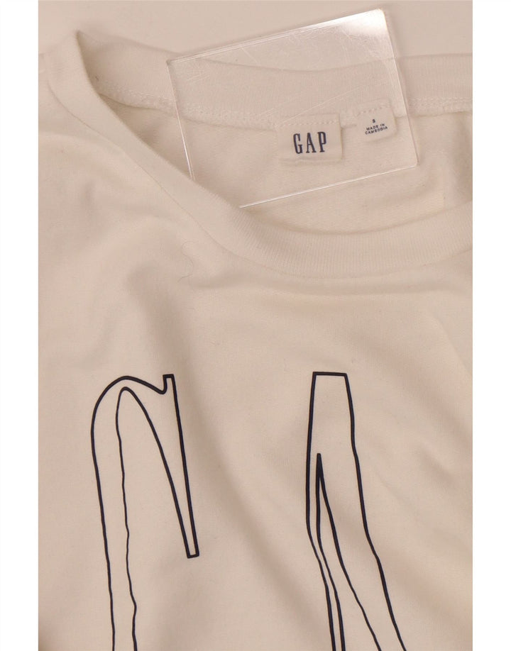 Gap Mujer Gráfico Sudadera De Gran Tamaño Jersey UK 10 Small Blanco