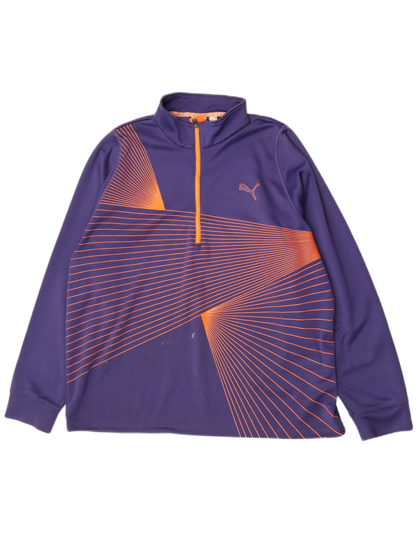 Puma Mens Zip Neck Chándal Top 2XL Púrpura Rayas Poliéster Deportes