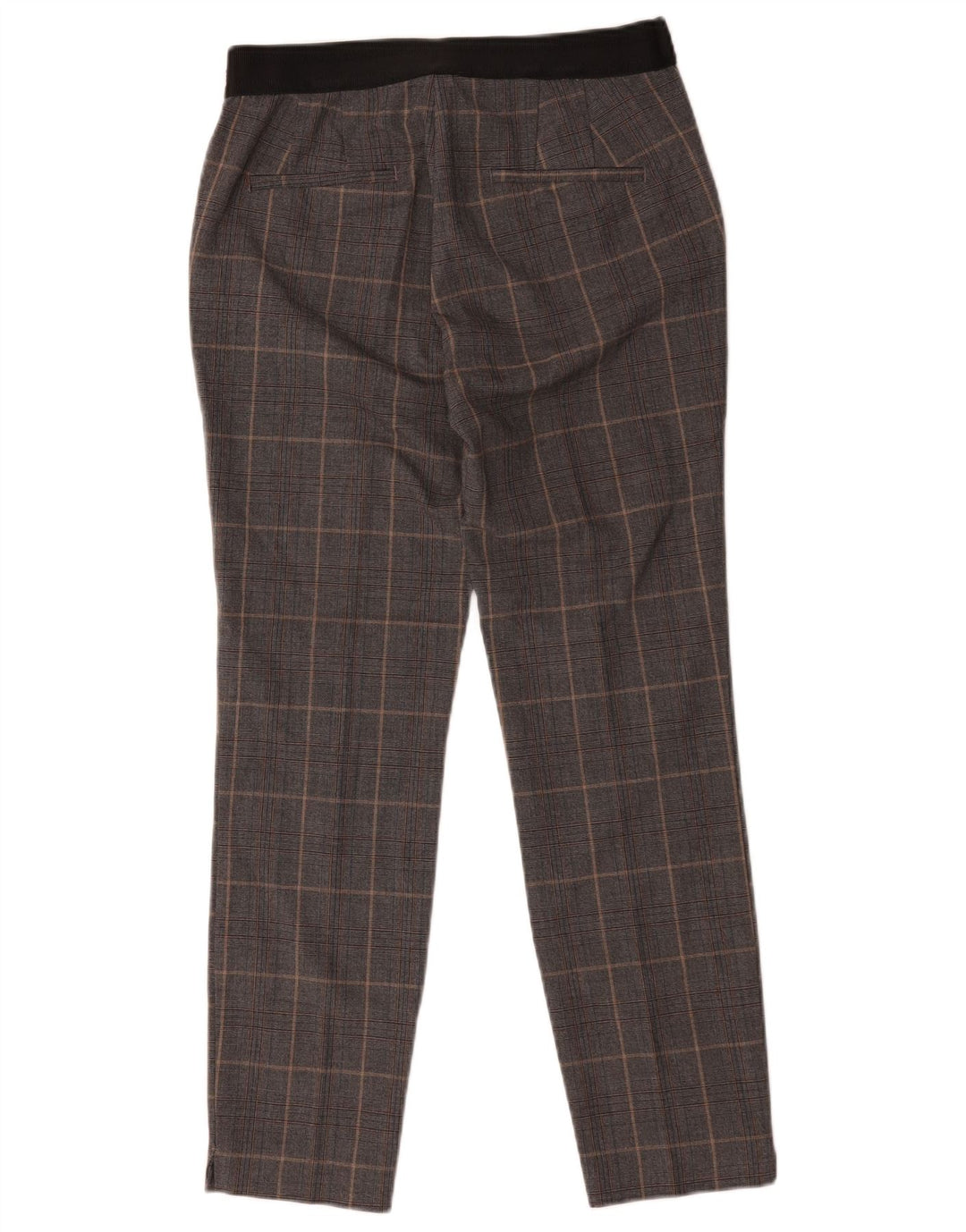 Zara Mujer Pantalón Chino Slim Medium W28 L26 Poliéster A Cuadros Gris