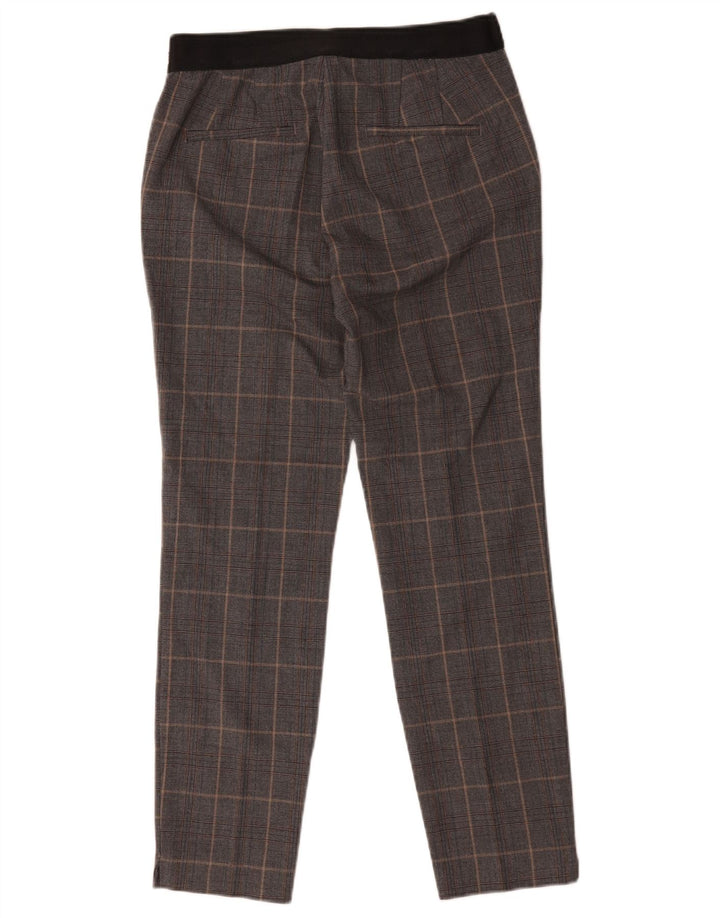 Zara Mujer Pantalón Chino Slim Medium W28 L26 Poliéster A Cuadros Gris