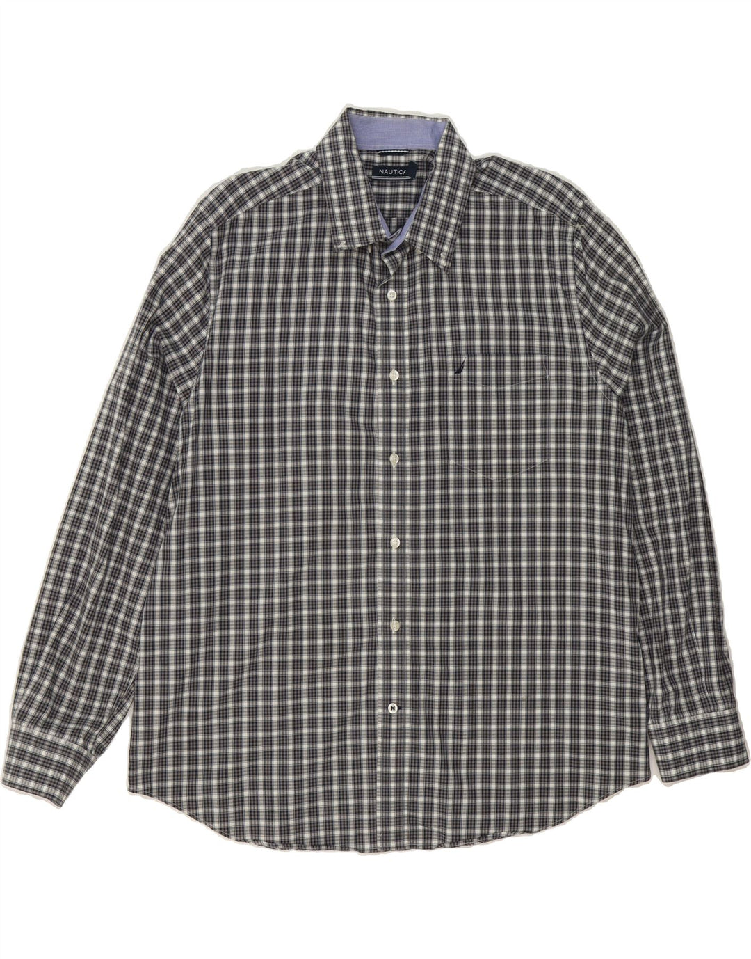 NAUTICA Mens Shirt XL Grey Check Vintage Nautica and Second-Hand Nautica from Messina Hembry 