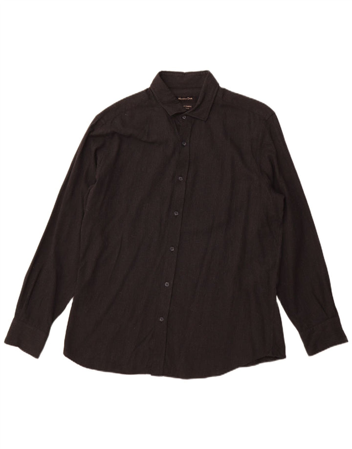 Camisa Massimo Dutti Hombre Grande Negro Algodón