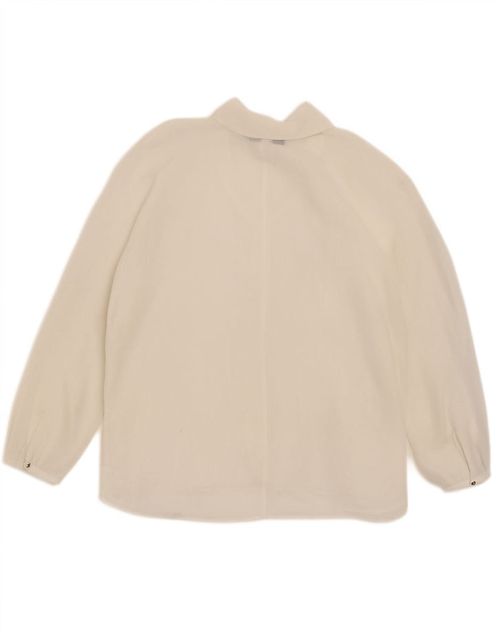 Zara Top transparente de manga larga con lazo frontal para mujer UK 46 Large White