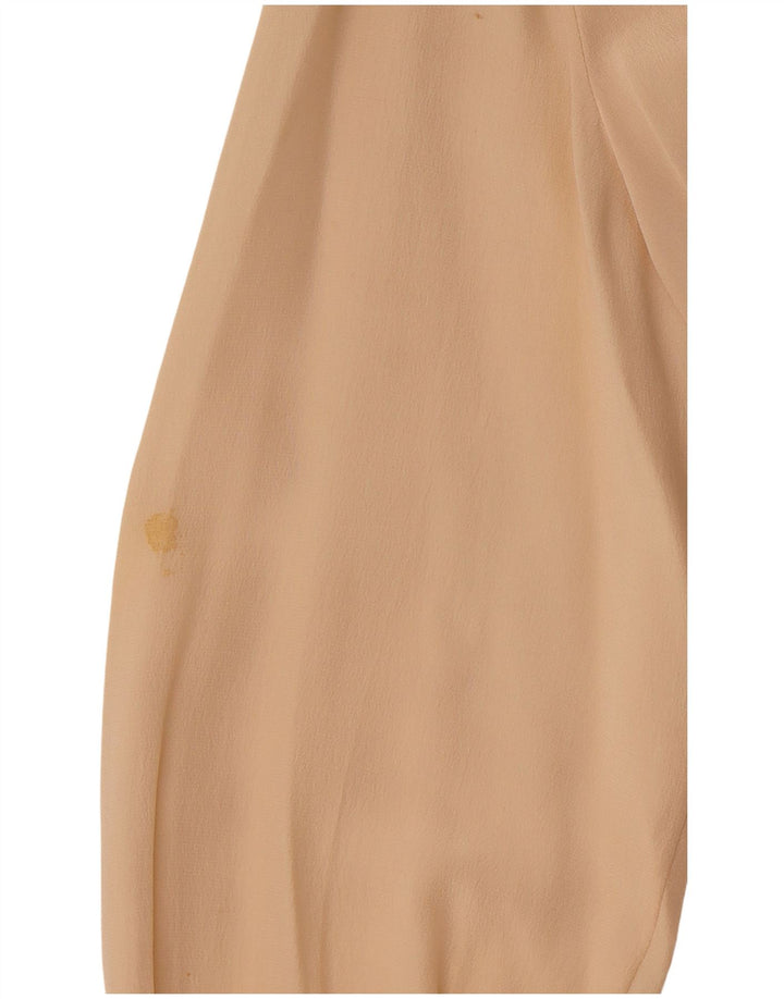 VINTAGE Blusa camisa de manga larga para mujer EU 36 Pequeña seda floral beige