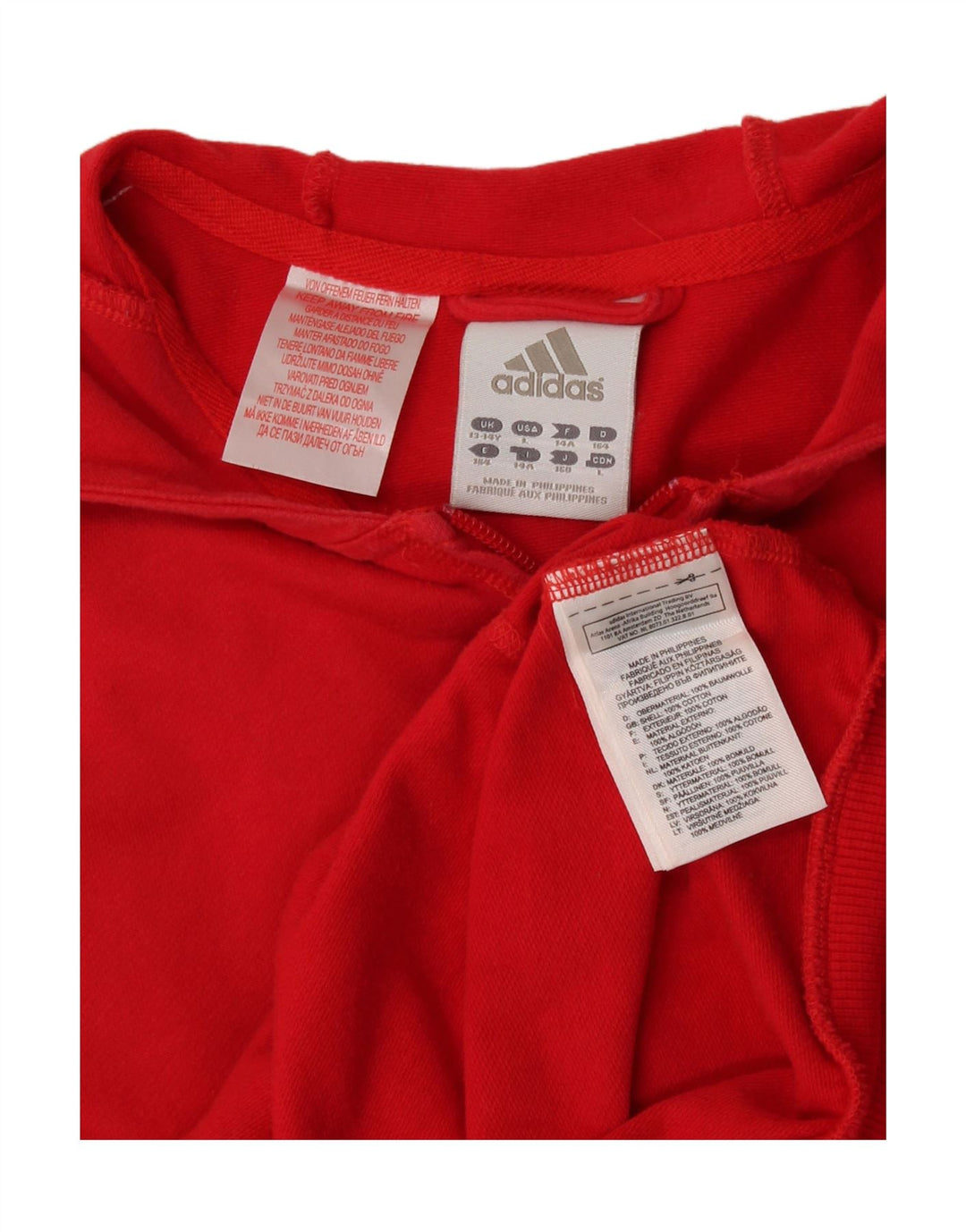 Adidas Sudadera con capucha y cremallera para niña 13-14 años Algodón rojo