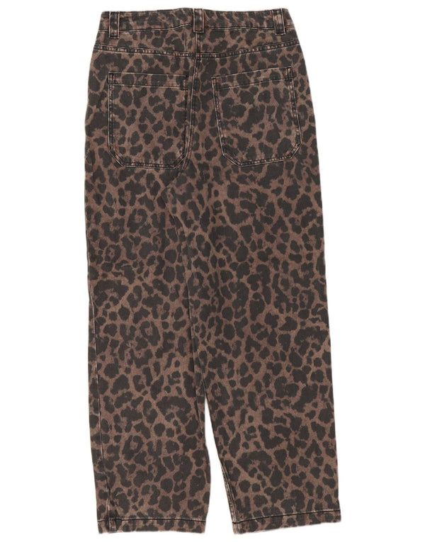 Topshop Vaqueros cónicos para mujer UK 12 Medium W32 L29 Algodón con estampado animal marrón