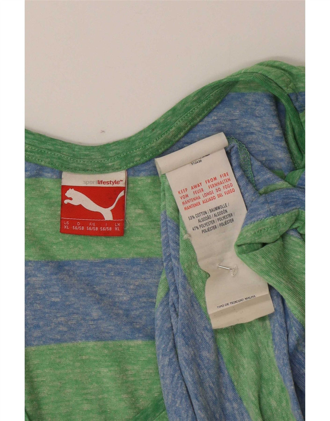 Puma Chaleco para hombre Top XL Algodón a rayas verdes