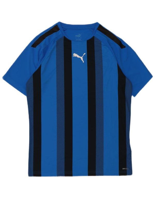 Puma Mens T-Shirt Top Small Blue Striped Polyester