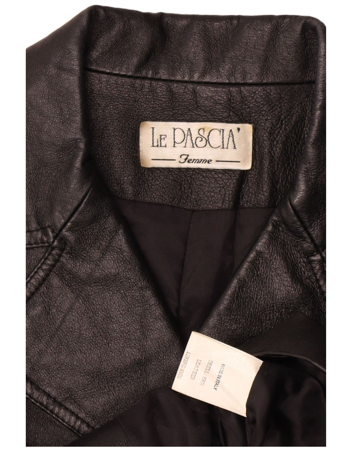 Vintage mujer doble pecho chaqueta de cuero Reino Unido 8 pequeño negro clásico